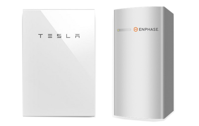 A white Tesla charger equipped with battery storage capabilities.